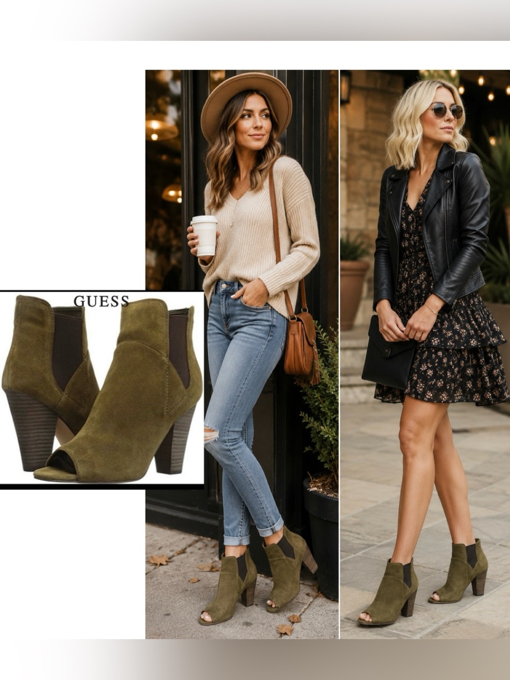 Guess olive green suede ankle boots size 6M